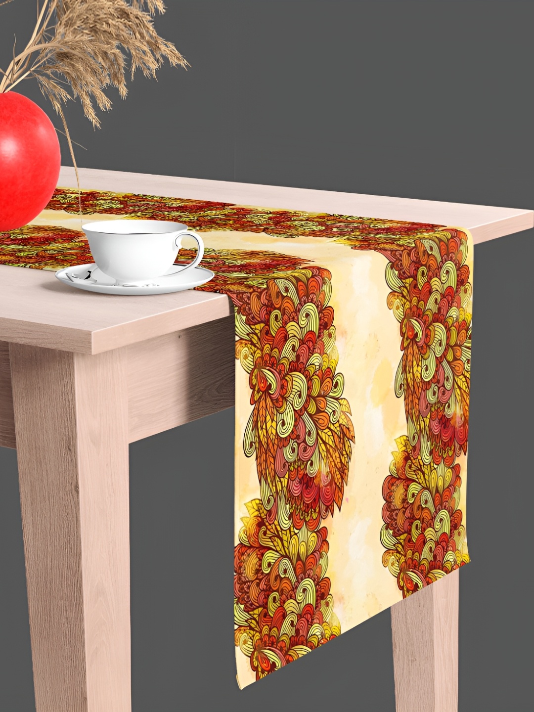 

ArtzFolio Red & Orange Coloured Digital Printed Table Runner, Yellow