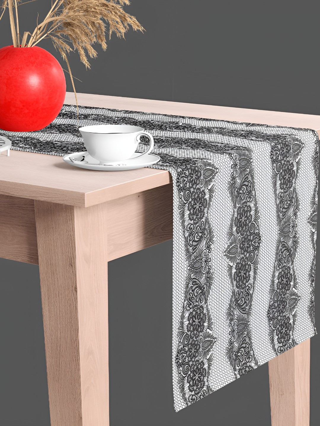 

ArtzFolio Black & White Floral Printed Table Runner
