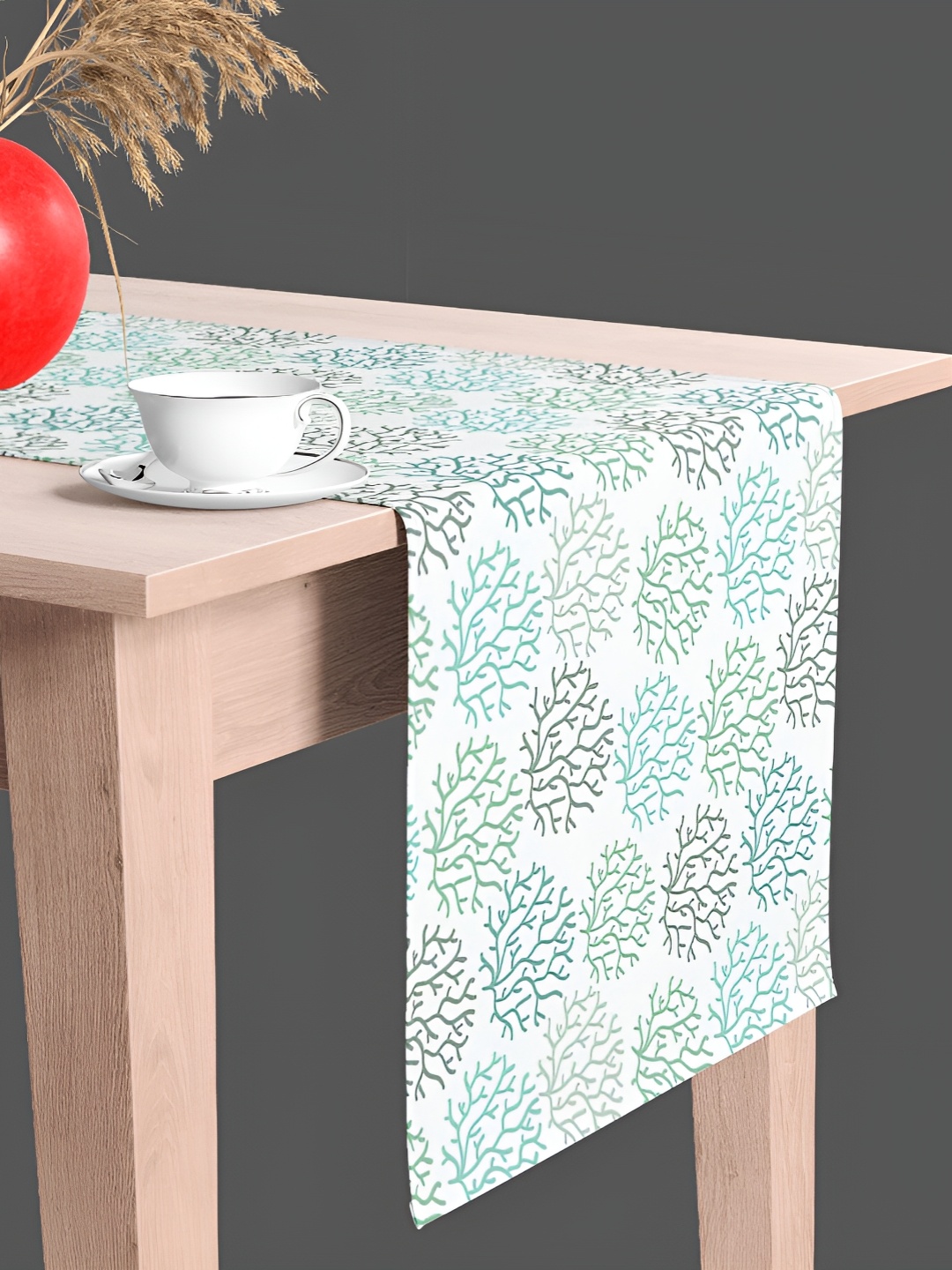 

ArtzFolio White & Green Abstract Printed Velvet Table Runner