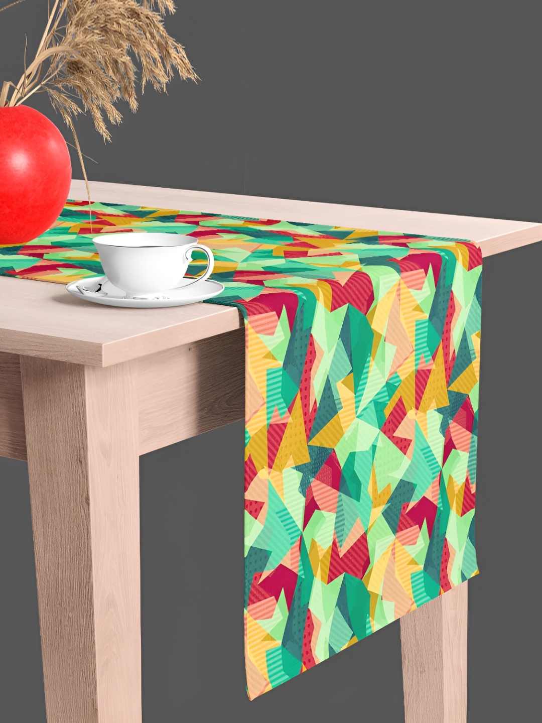 

ArtzFolio Green & Red Geometric Digital Printed Table Runner