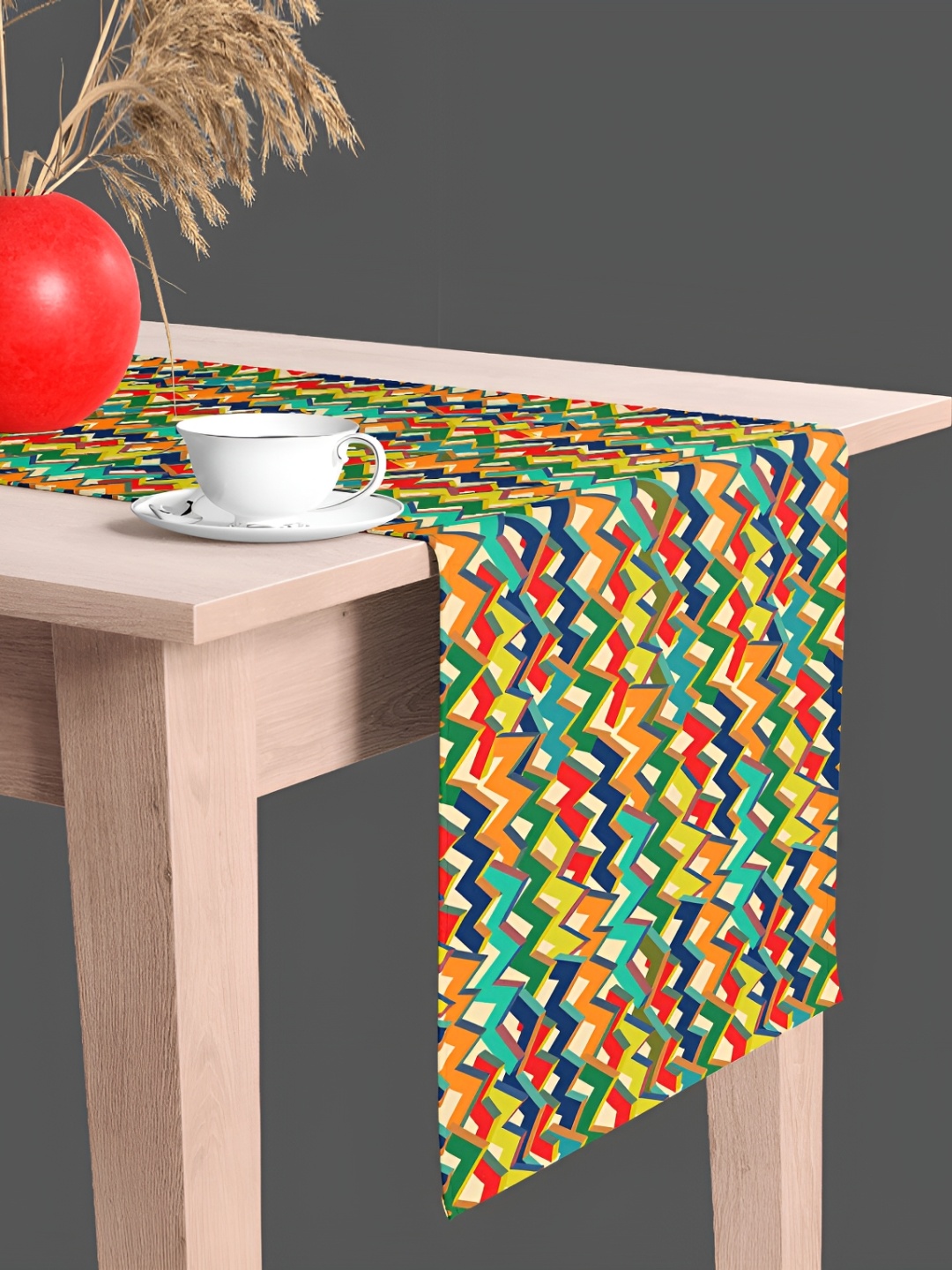 

ArtzFolio Green & Yellow Geometric Printed Table Runner