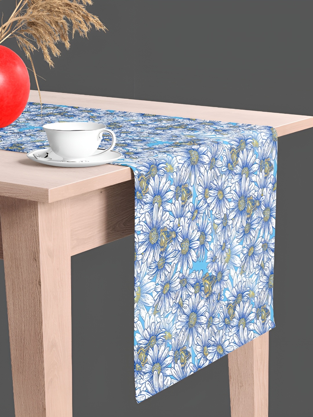 

ArtzFolio Blue & White Floral Digital Printed Velvet Table Runner