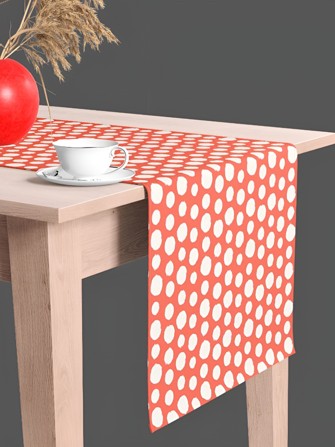 

ArtzFolio Peach & White Geometric Printed Table Runner