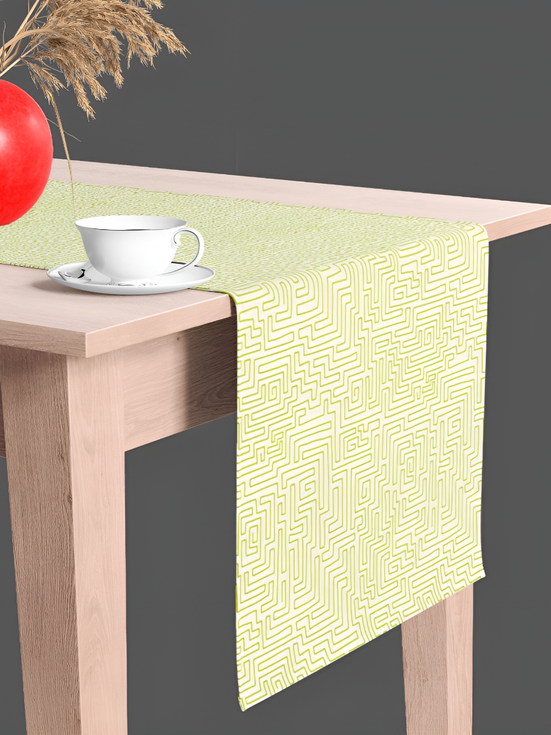 

ArtzFolio White & Green Geometric Printed Table Runner