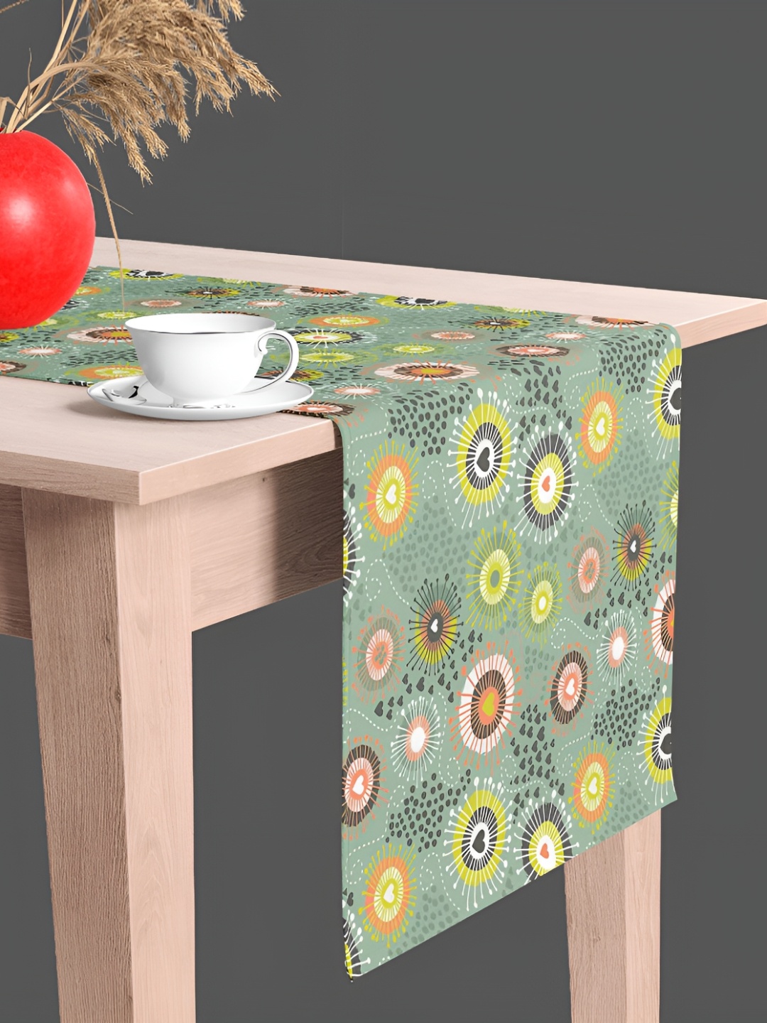 

ArtzFolio Green & White Abstract Printed Table Runner