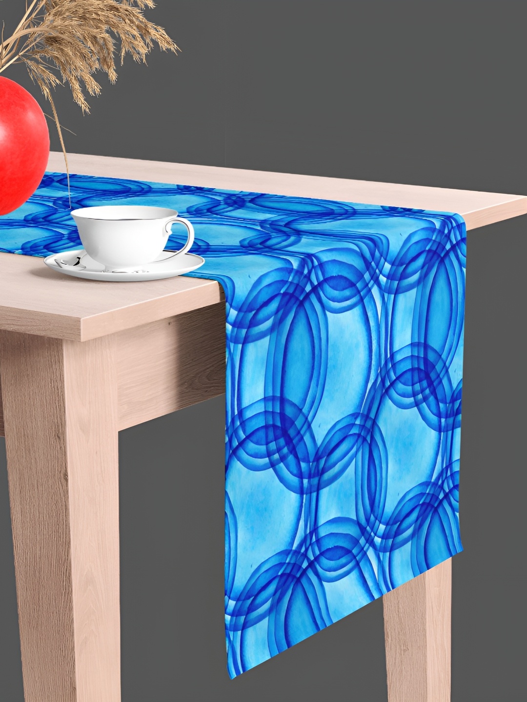 

ArtzFolio Geometric Print Velvet Dining Centre Table Runner, Blue