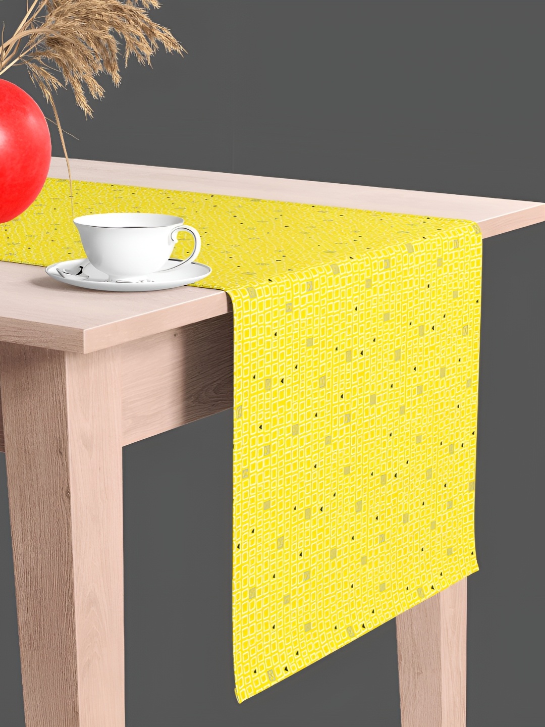 

ArtzFolio Yellow & White Geometric Digital Printed Table Runner