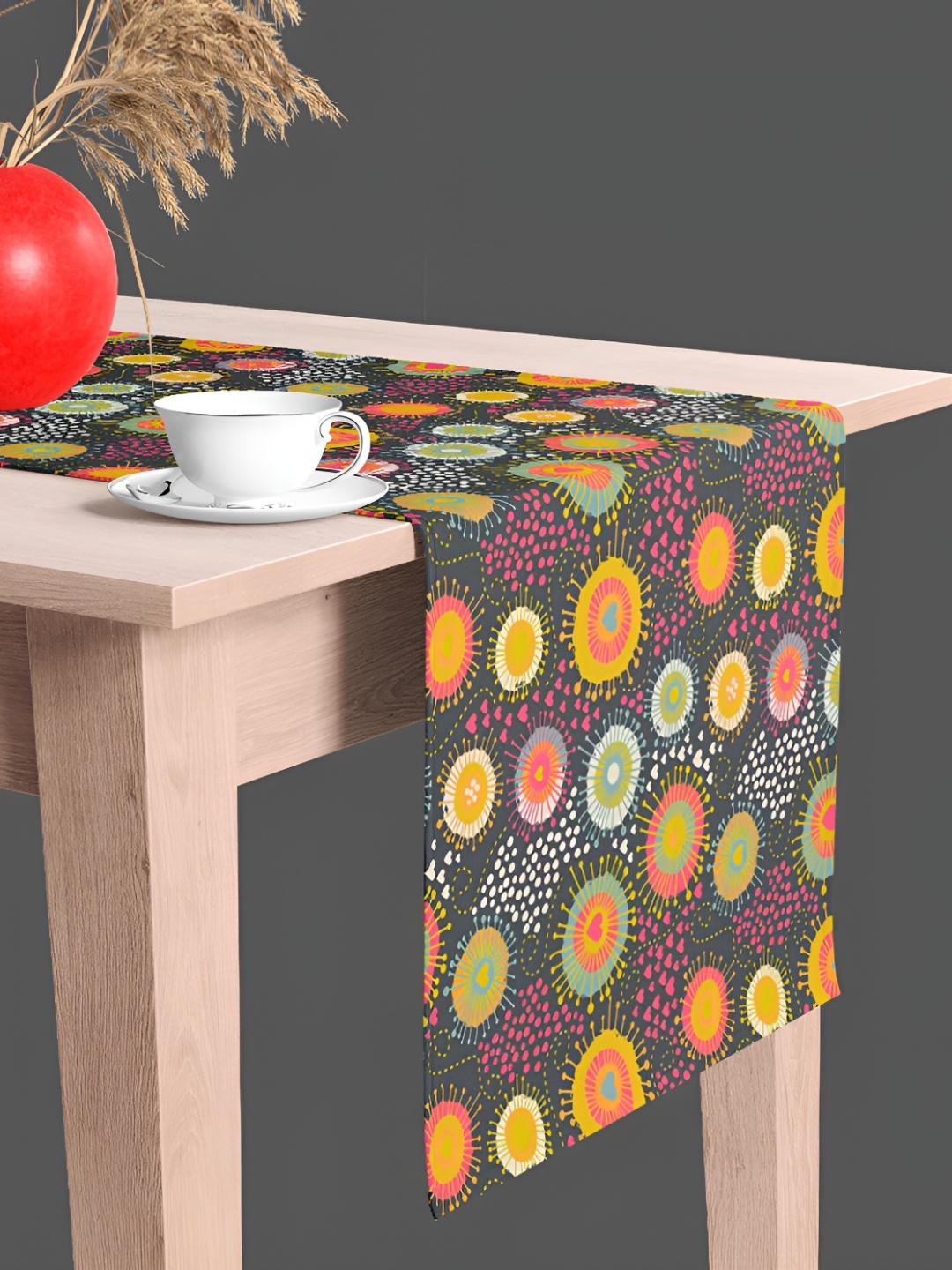 

ArtzFolio Black & Pink Geometric Printed Velvet Table Runner