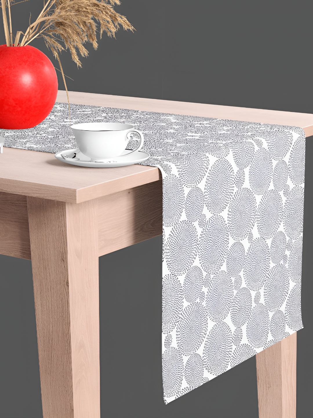 

ArtzFolio Geometric Print Velvet Dining Centre Table Runner, Grey