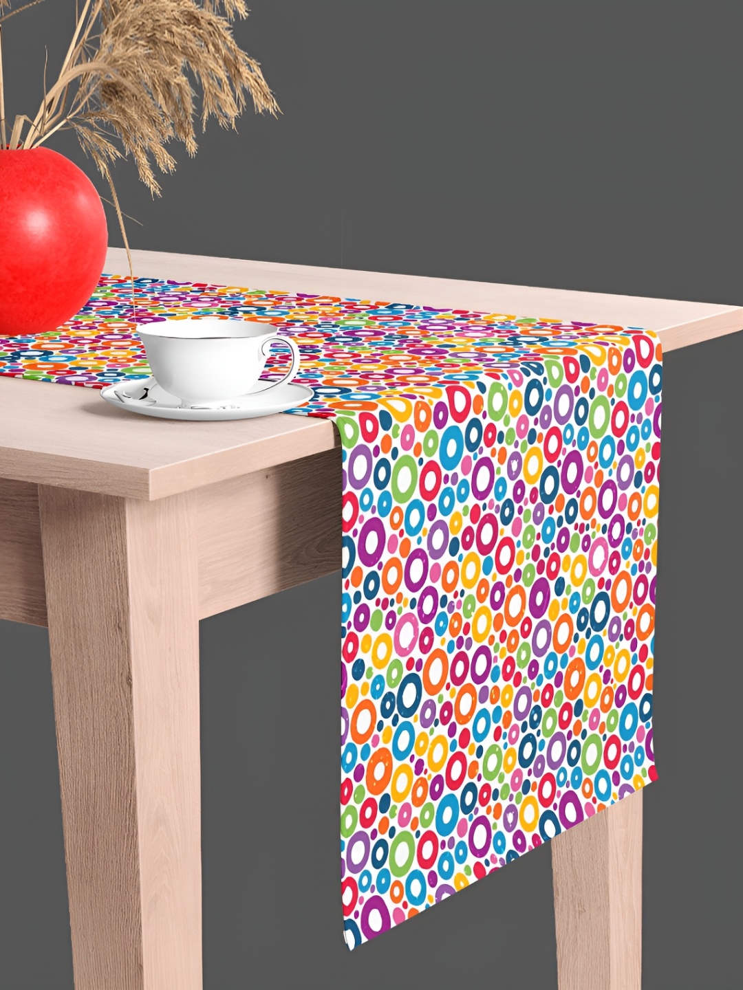 

ArtzFolio White & Orange Geometric Digital Printed Table Runner