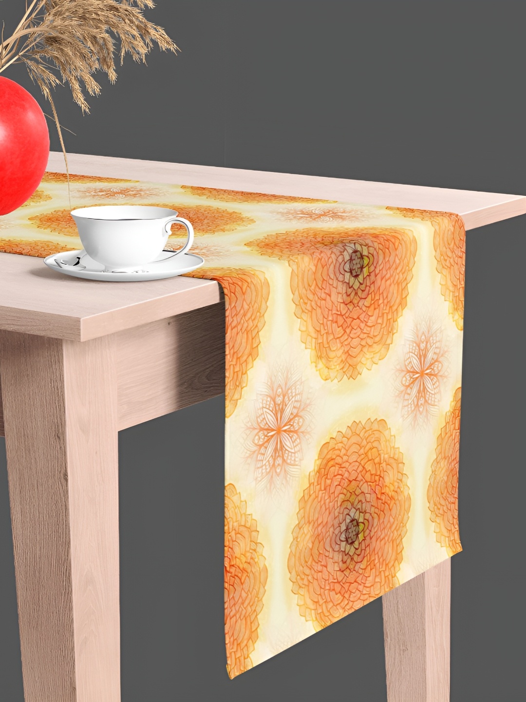 

ArtzFolio Printed Rectangular Velvet Table Runner, Beige