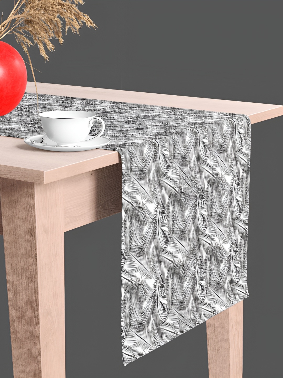 

ArtzFolio Printed Rectangular Table Runner, Grey