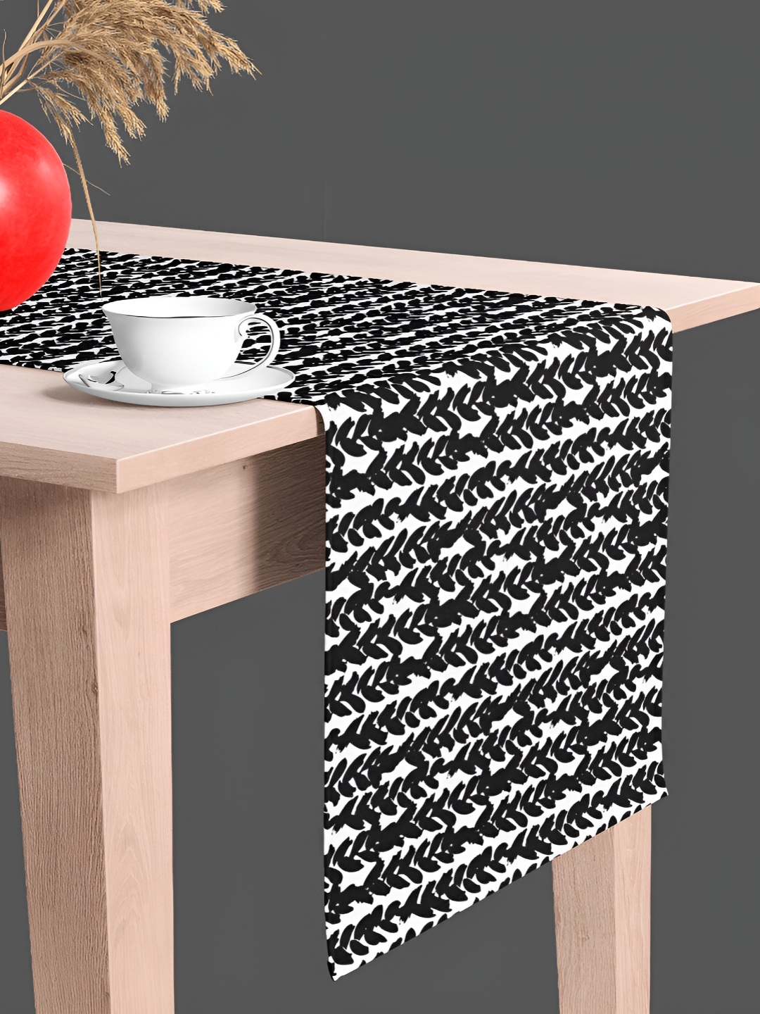 

ArtzFolio Black & White Printed Velvet Table Runner