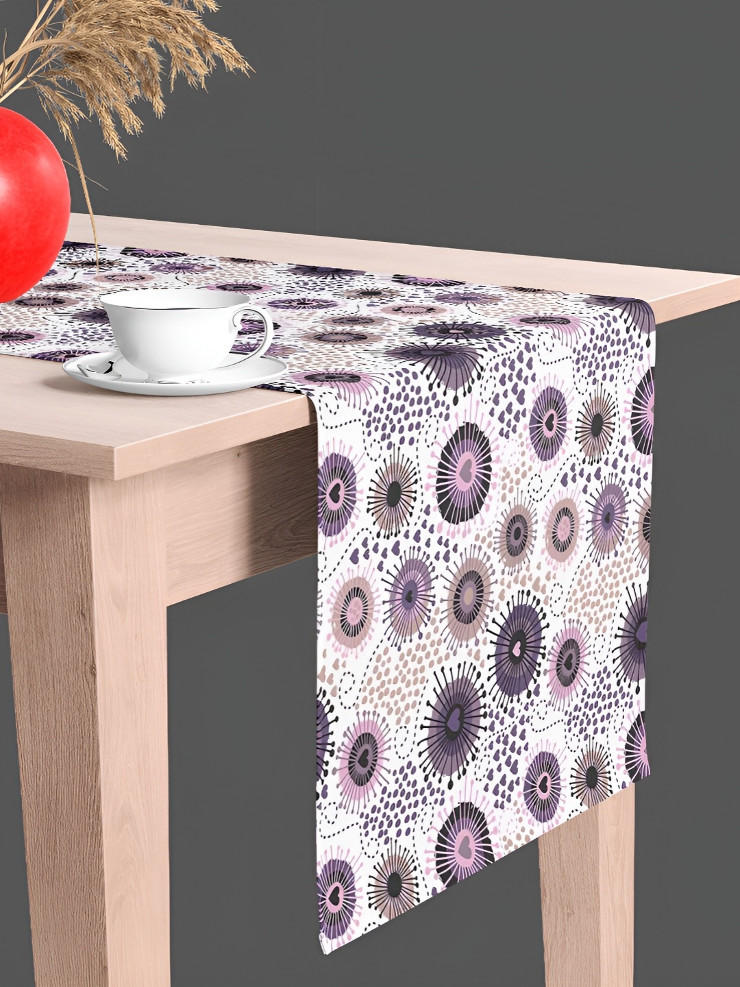 

ArtzFolio White & Purple Printed Table Runner