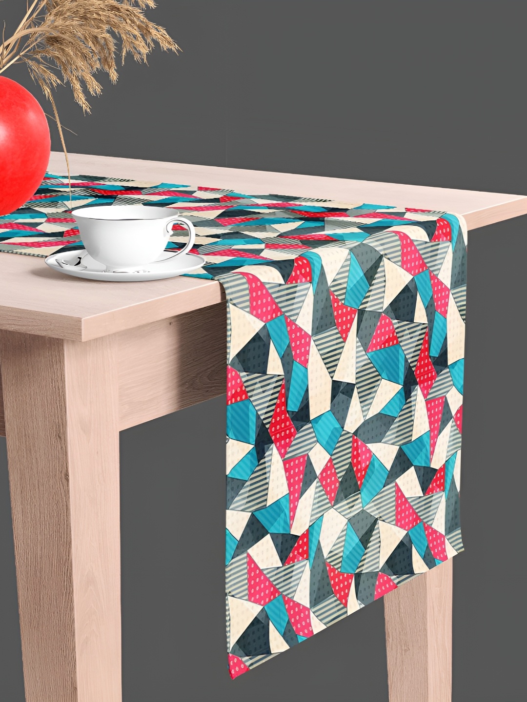 

ArtzFolio White & Blue Geometric Velvet Table Runner