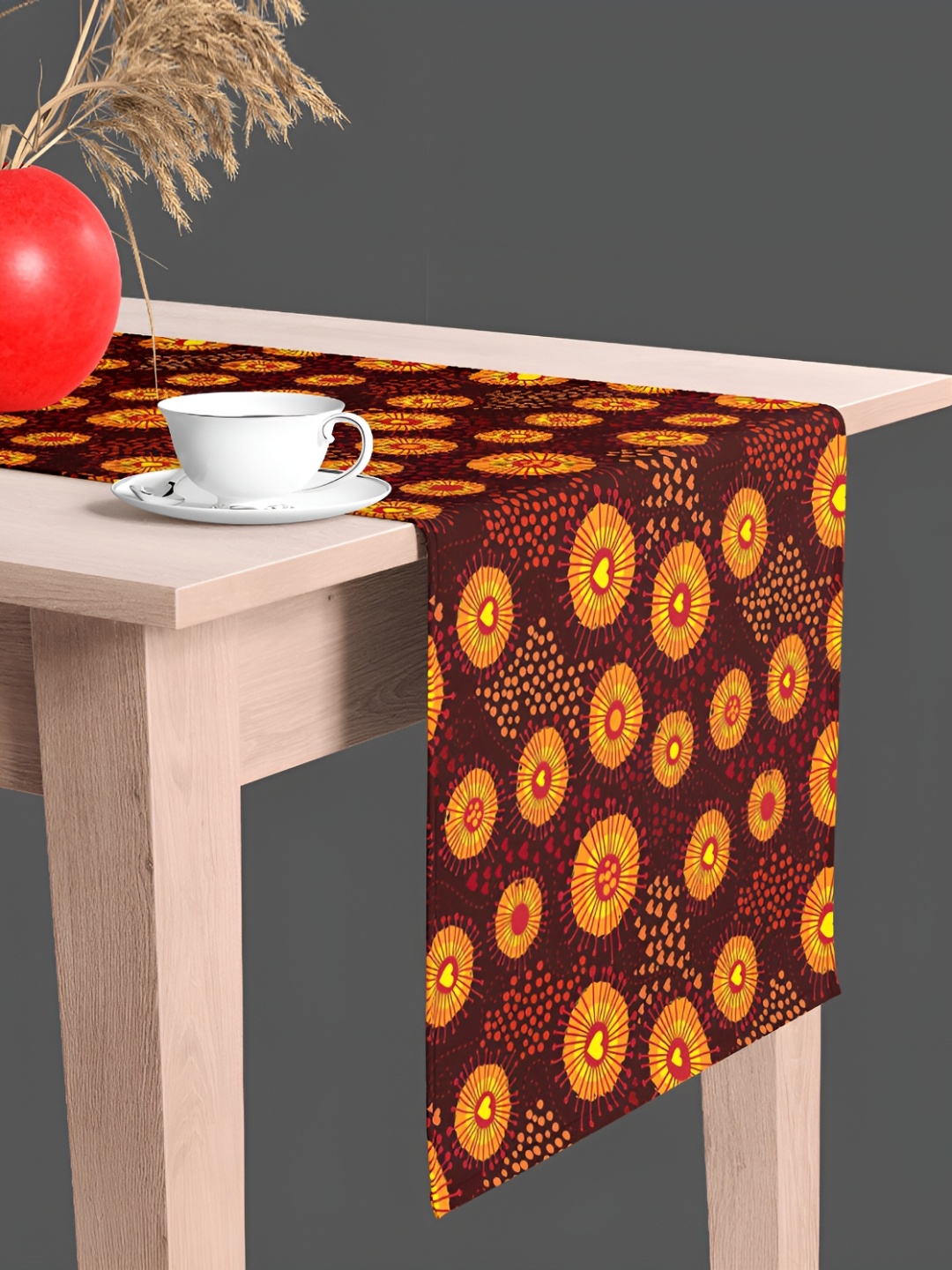 

ArtzFolio Brown & Yellow Quirky Printed Velvet Table Runner