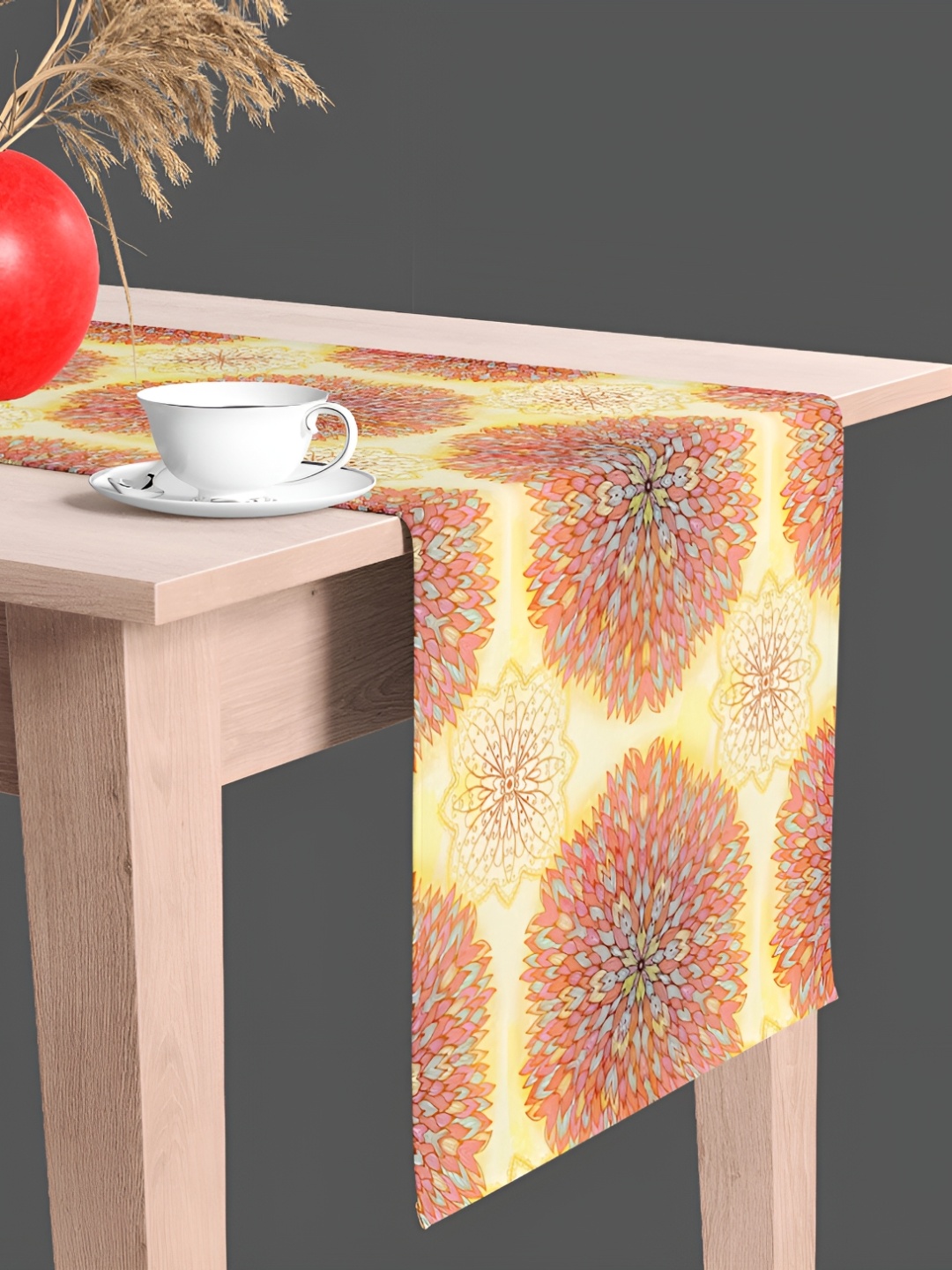

ArtzFolio Yellow & Brown Floral Printed Velvet Table Runner