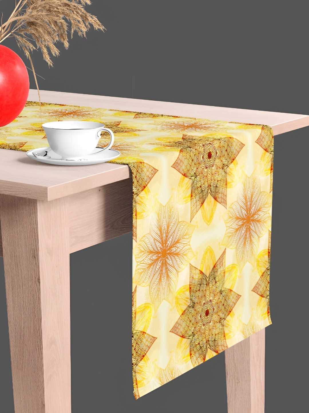 

ArtzFolio Brown & Yellow Floral Printed Table Runner