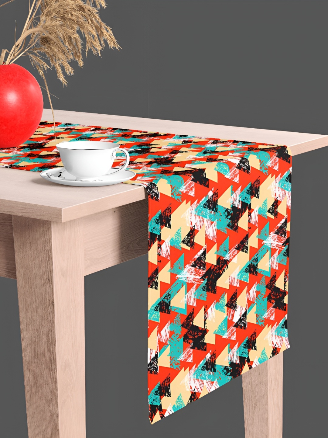 

ArtzFolio Multicoloured Geometric Printed Velvet Table Runner, Multi