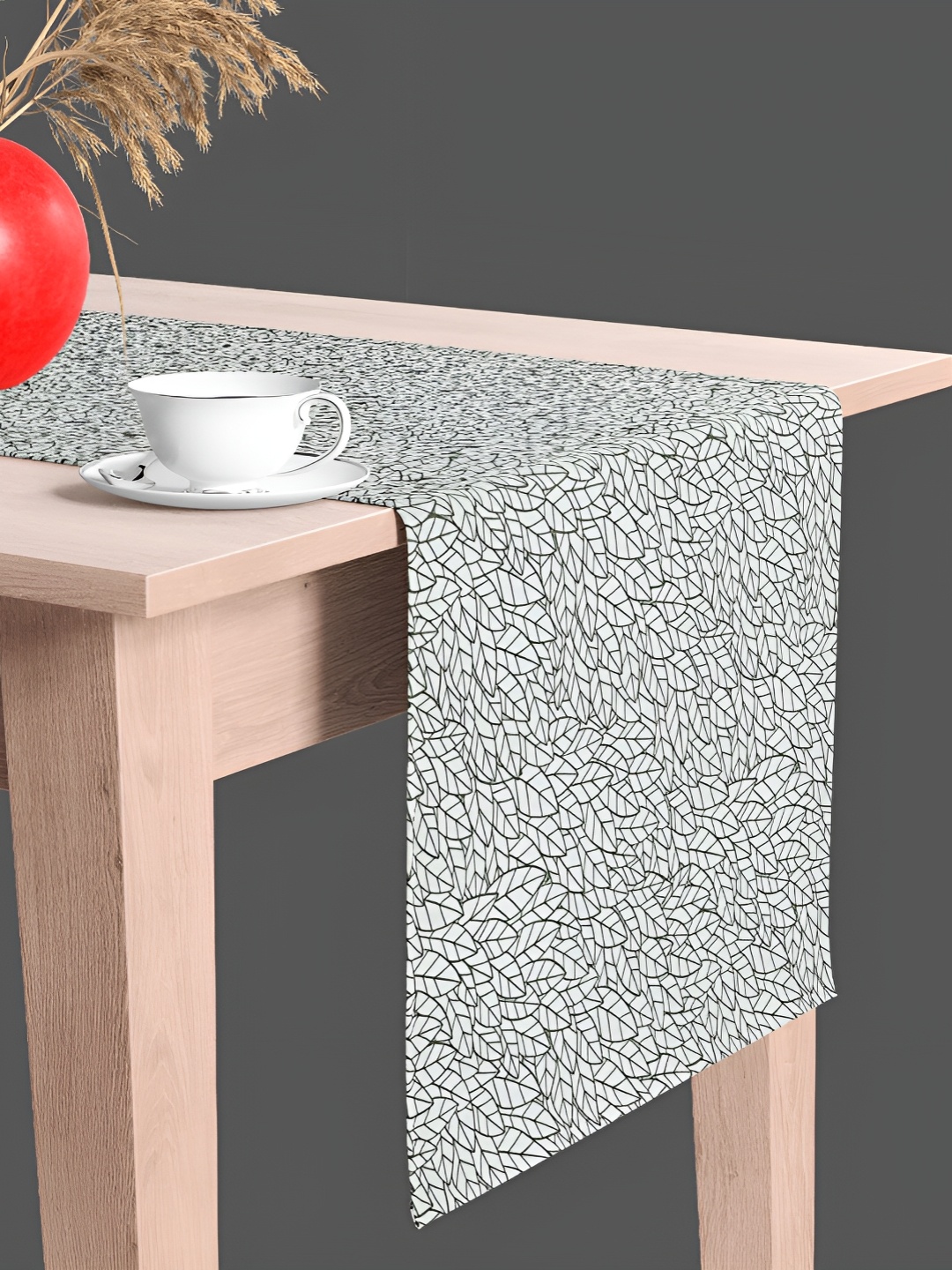 

ArtzFolio Printed Rectangular Velvet Table Runner, Grey
