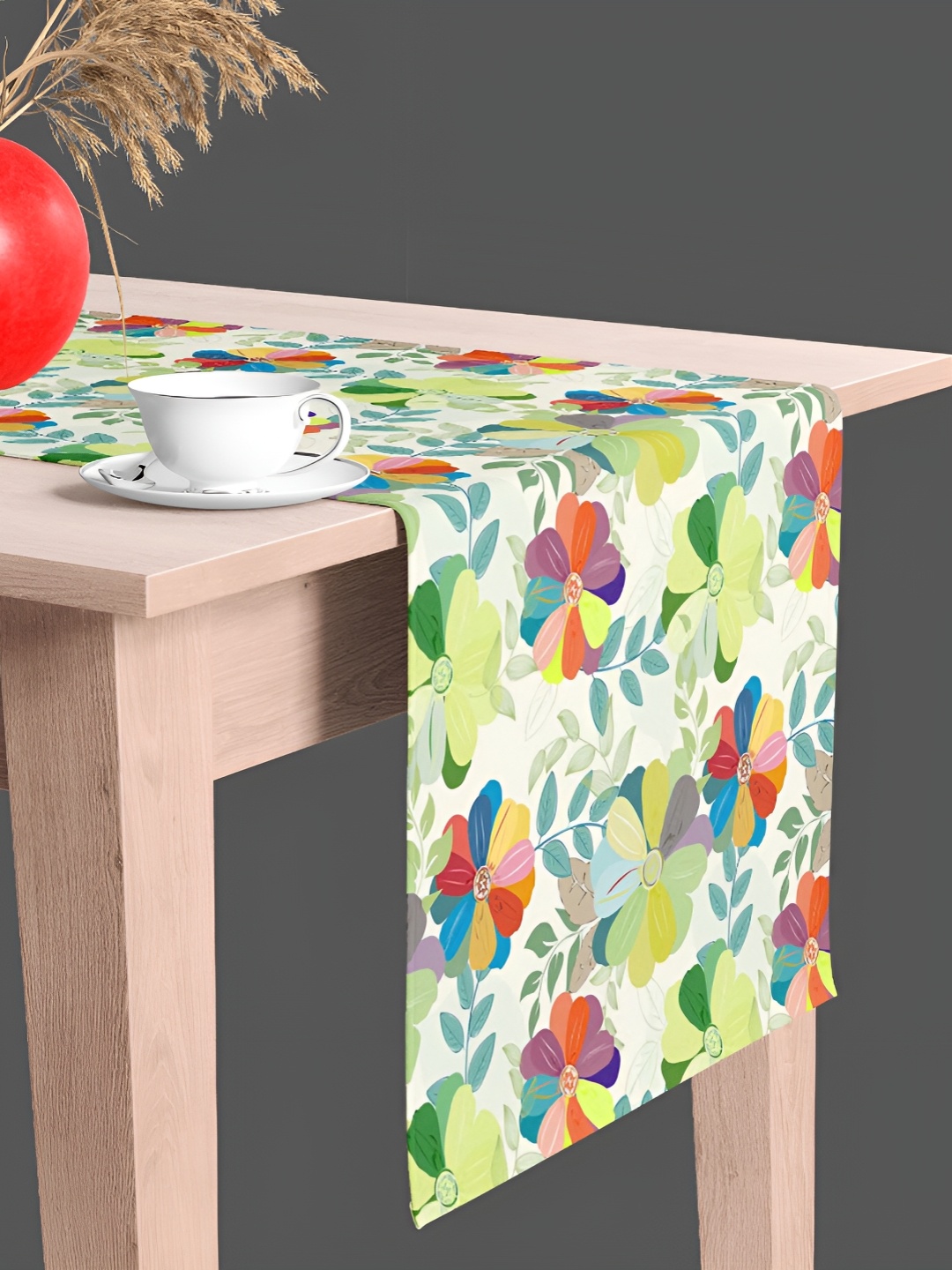 

ArtzFolio White & Green Floral Printed Rectangle Table Runner