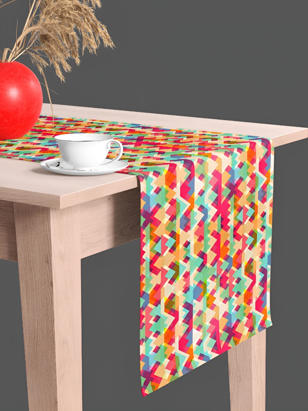 

ArtzFolio Red & Green Printed Velvet Dining Center Table Runner, Multi