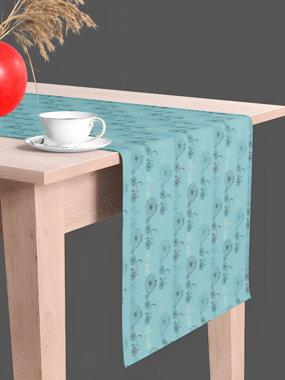 

ArtzFolio Turquoise Blue & Black Quirky Printed Velvet Table Runner