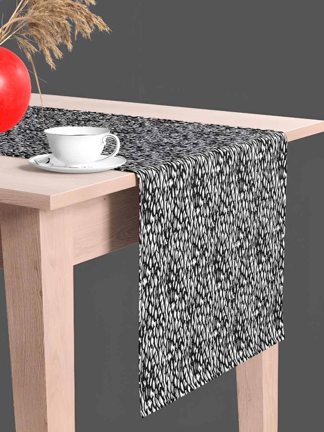 

ArtzFolio Black & White Abstract Printed Velvet Table Runner