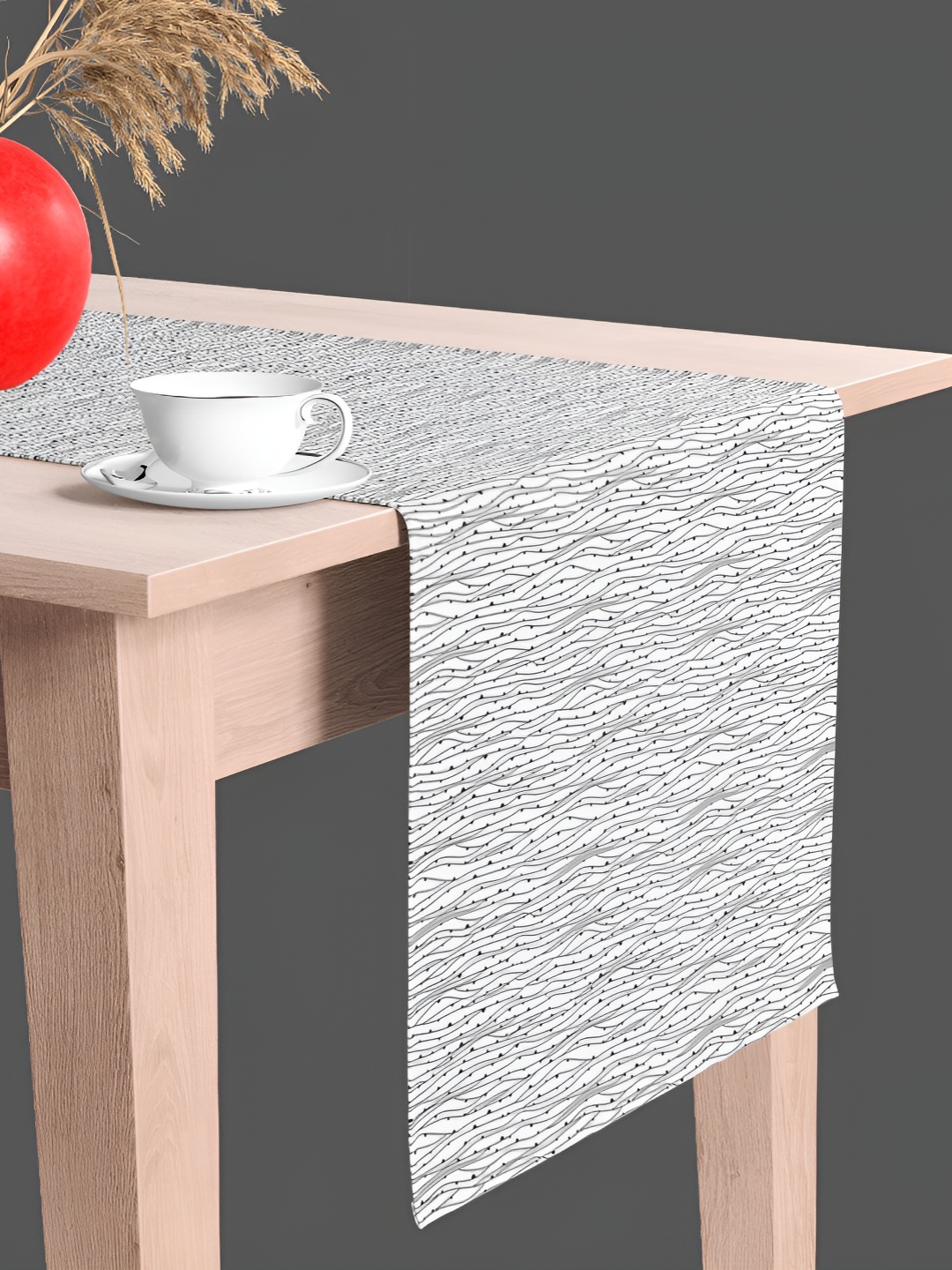

ArtzFolio White & Grey Abstract Printed Velvet Table Runner