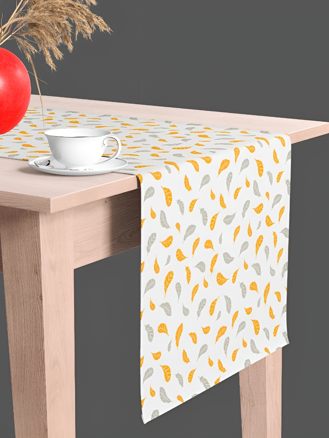 

ArtzFolio White Floral Printed Velvet Dining Center Table Runner