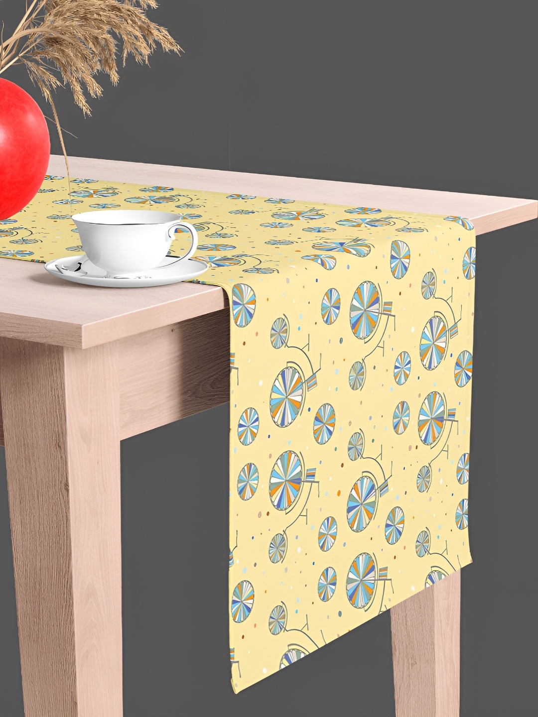 

ArtzFolio Yellow Dining Center Table Runner, Beige