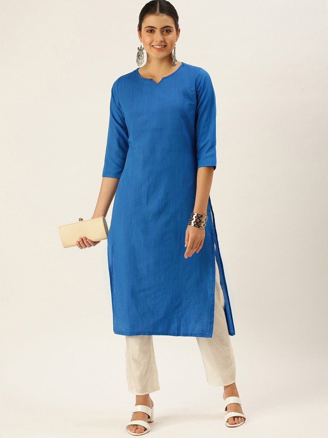 

HRITIKA Round Neck Kurta, Blue