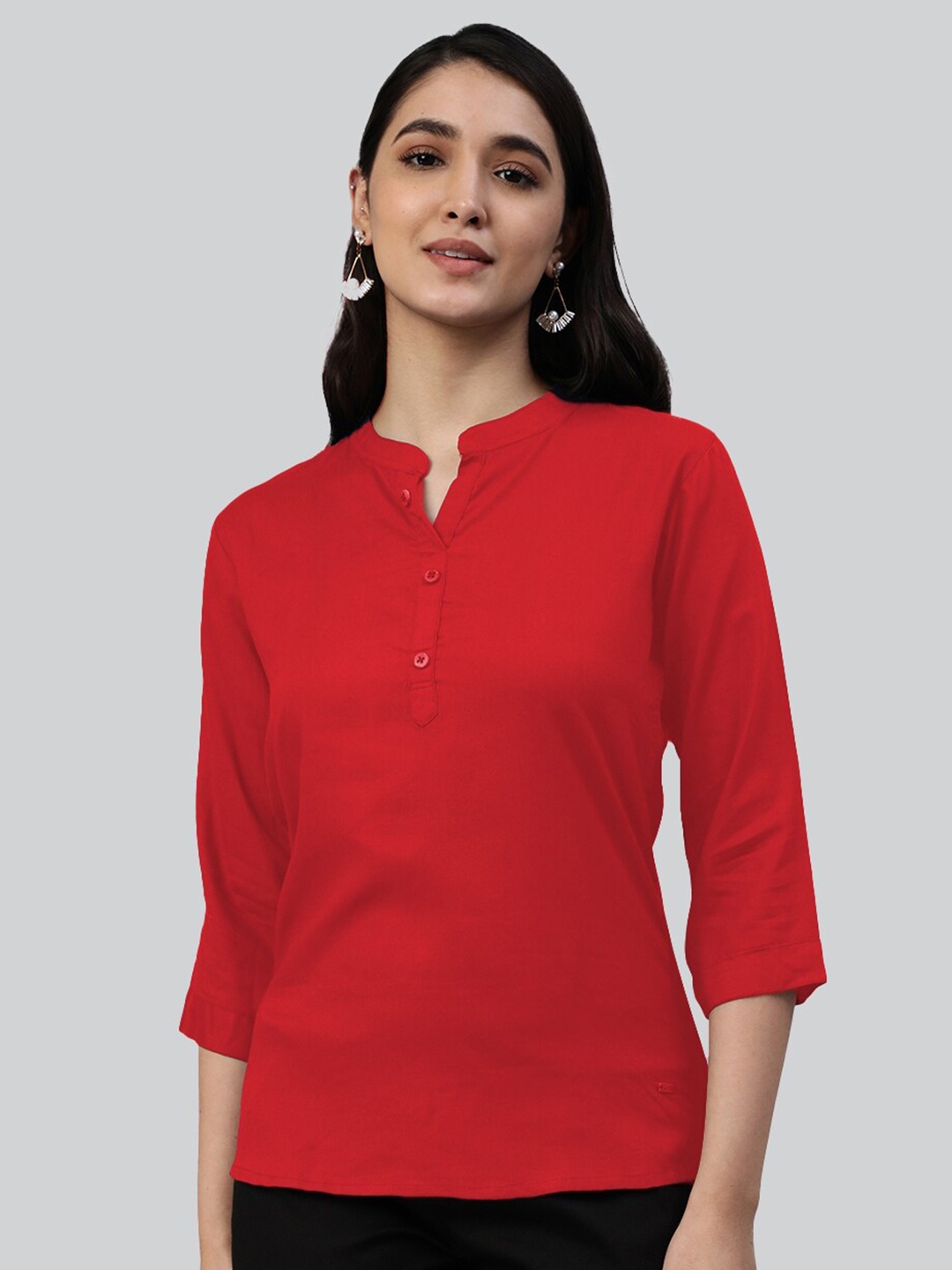 

LYRA Mandarin Collar Tunic, Red