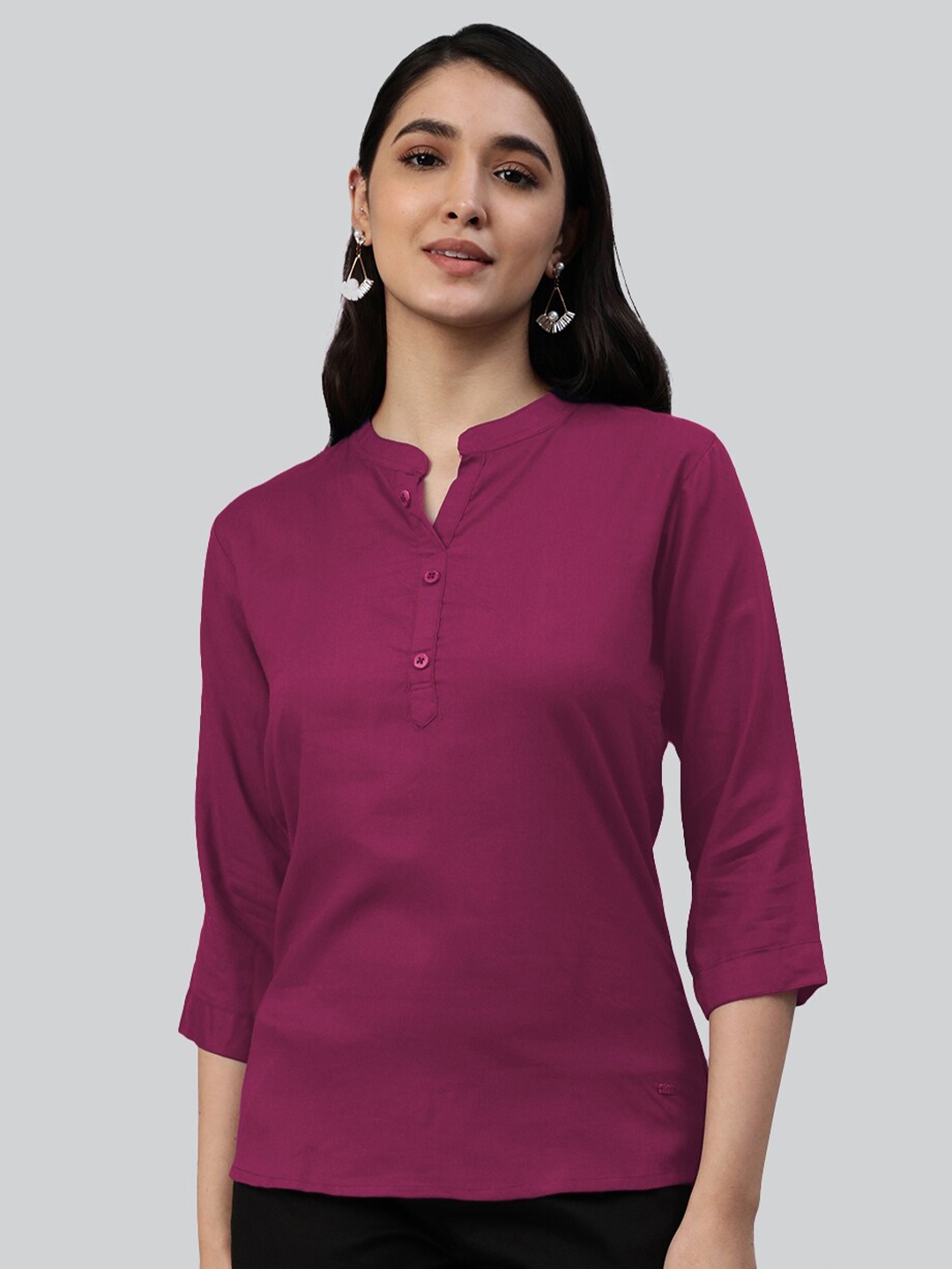 

LYRA Mandarin Collar Tunic, Fuchsia