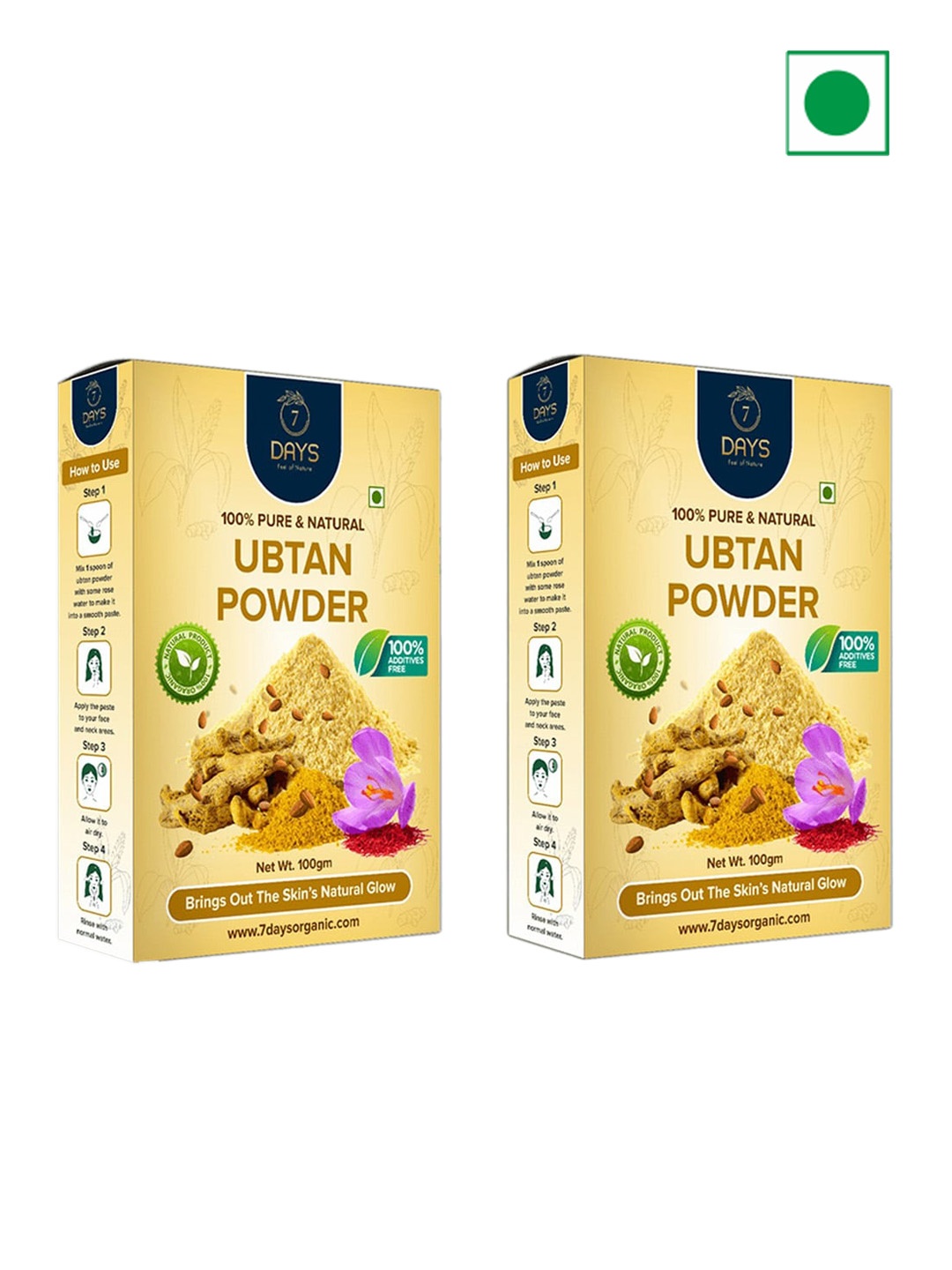 

7 DAYS Feel Of Nature Set Of 2 Ubtan Powder - 100g Each, White