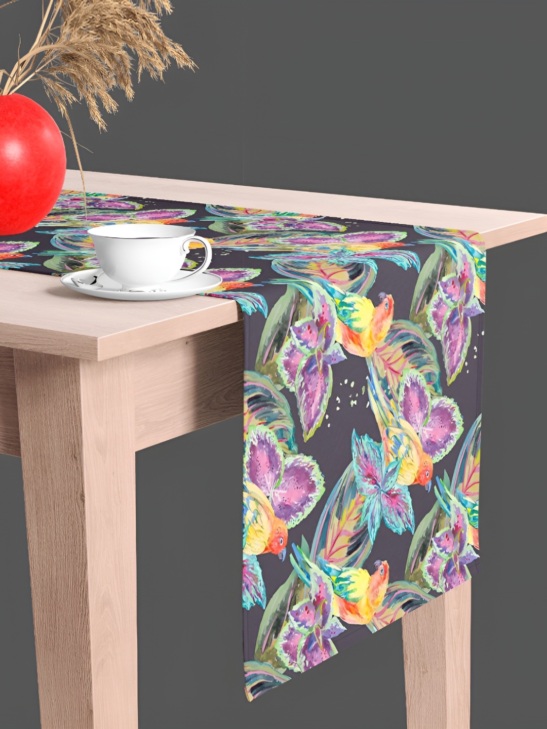 

ArtzFolio Black & Blue Birds & Floral Print Velvet Dining Table Runner