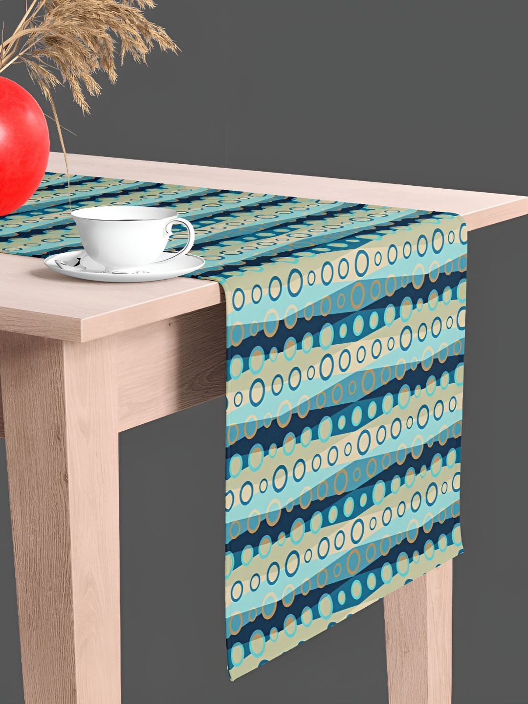 

ArtzFolio Beige & Blue Quirky Digital Printed Velvet Table Runner