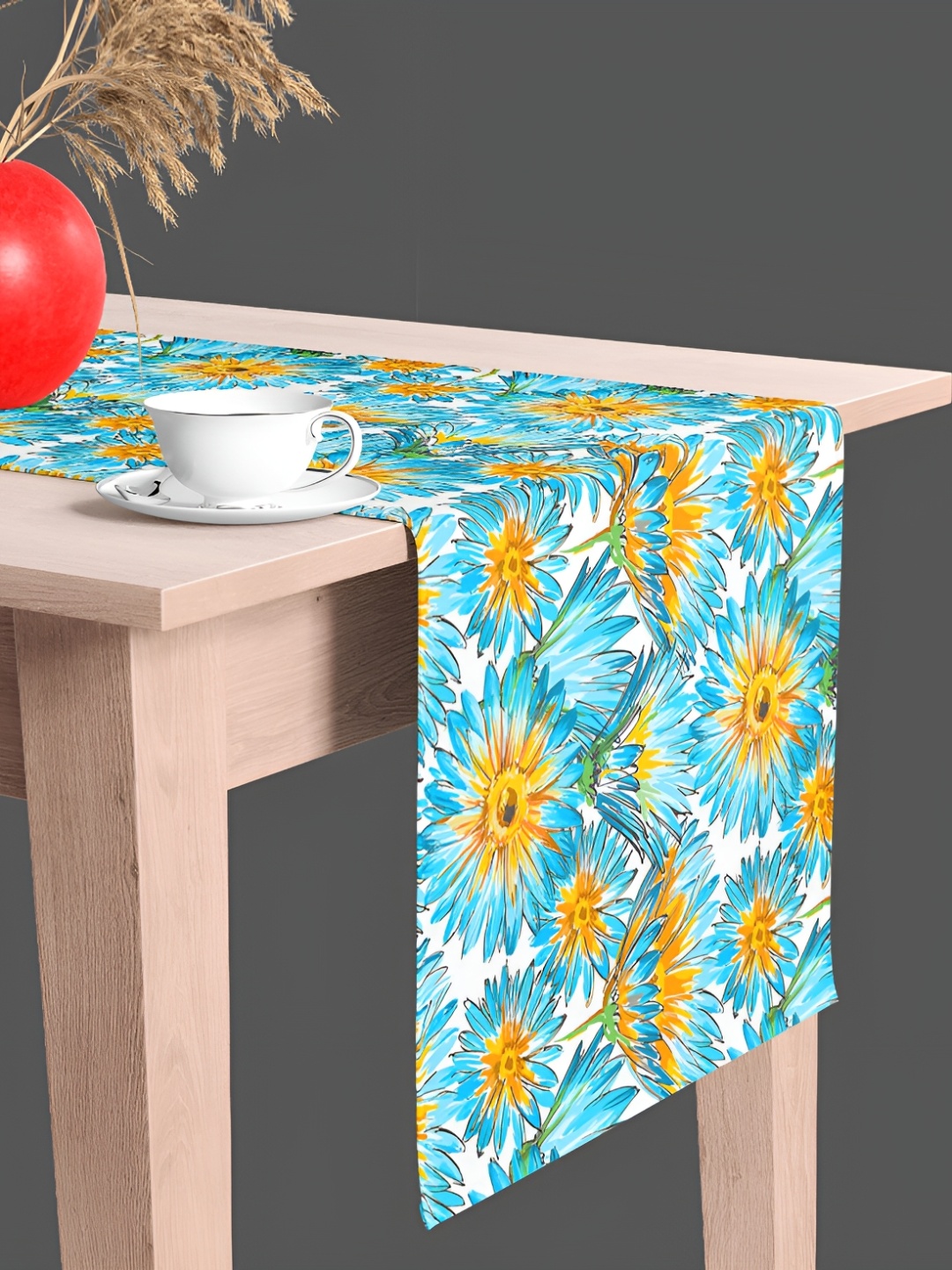 

ArtzFolio Blue & Orange Floral Digital Printed Table Runner