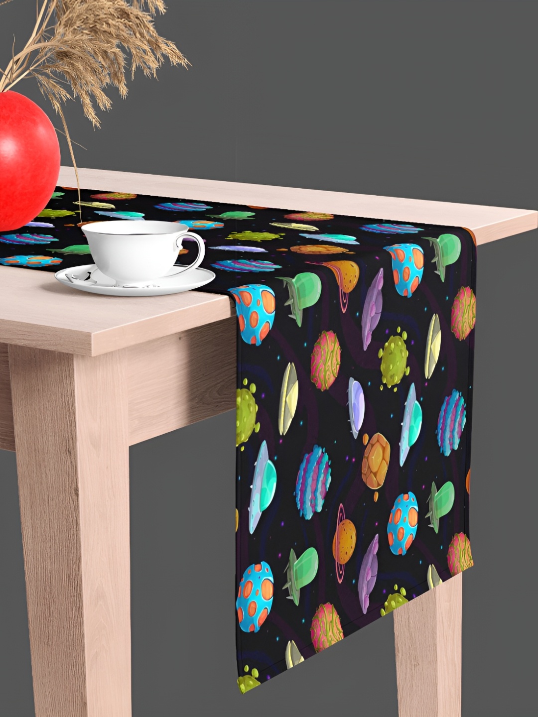 

ArtzFolio Black & Blue Abstract Printed Velvet Dining Table Runner