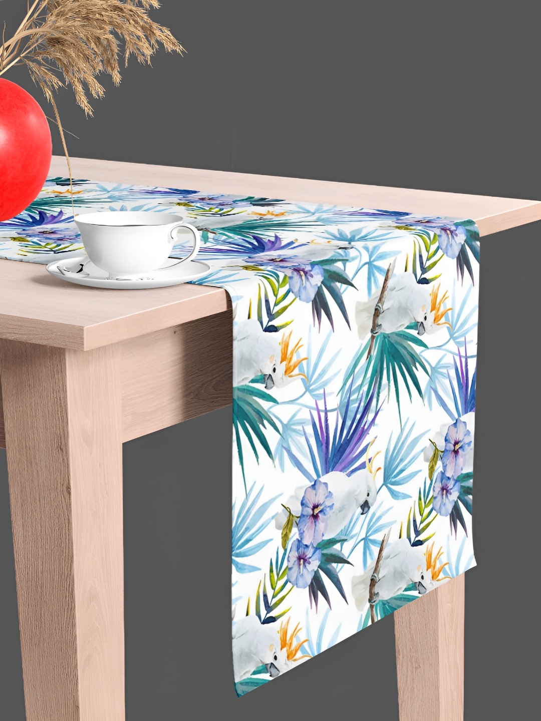 

ArtzFolio White & Blue Floral Printed Table Runner