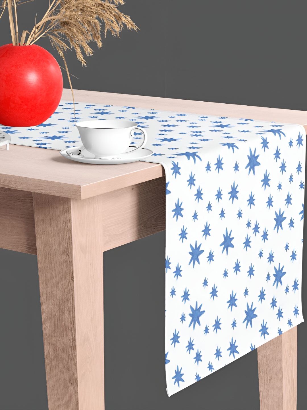 

ArtzFolio Printed Velvet Dining Center Table Runner, White