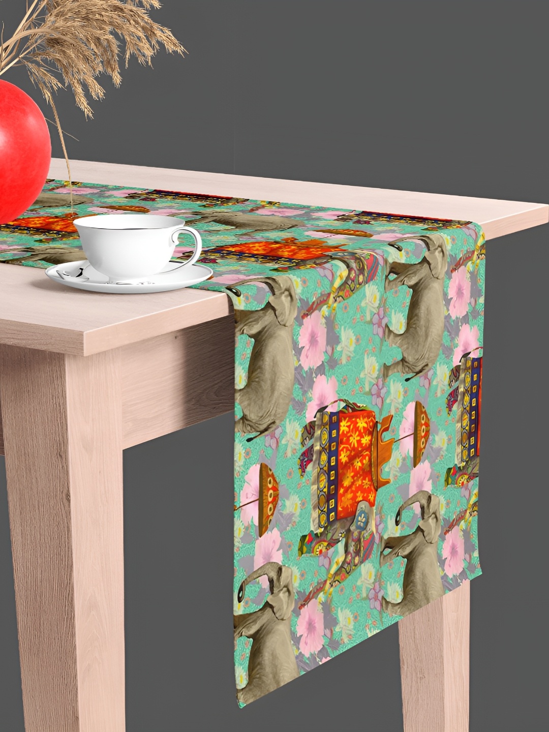 

ArtzFolio Green & Pink Floral Printed Table Runner