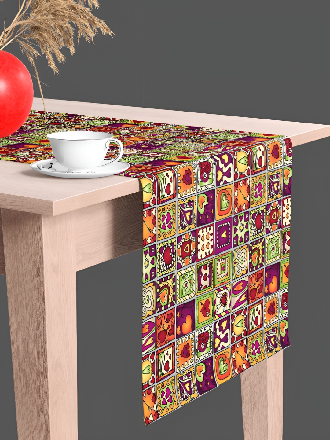 

ArtzFolio Green & Pink Abstract Printed Table Runner