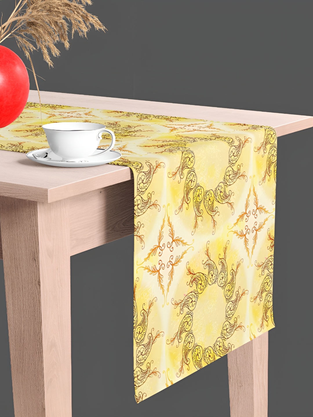 

ArtzFolio Yellow & Brown Ethnic Motifs Printed Velvet Dining Table Runner