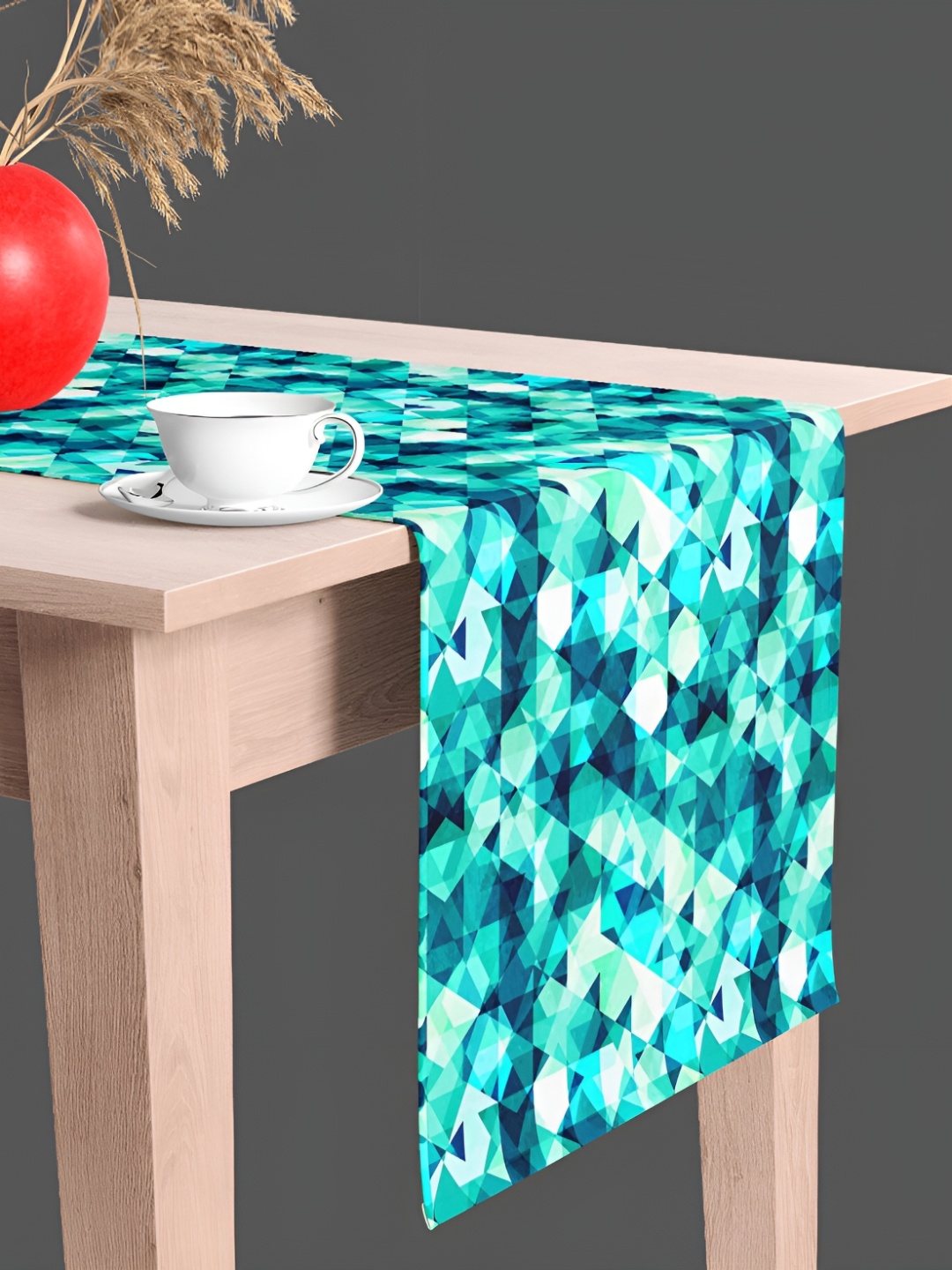

ArtzFolio Sea Green & White Abstract Printed Velvet Dining Table Runner