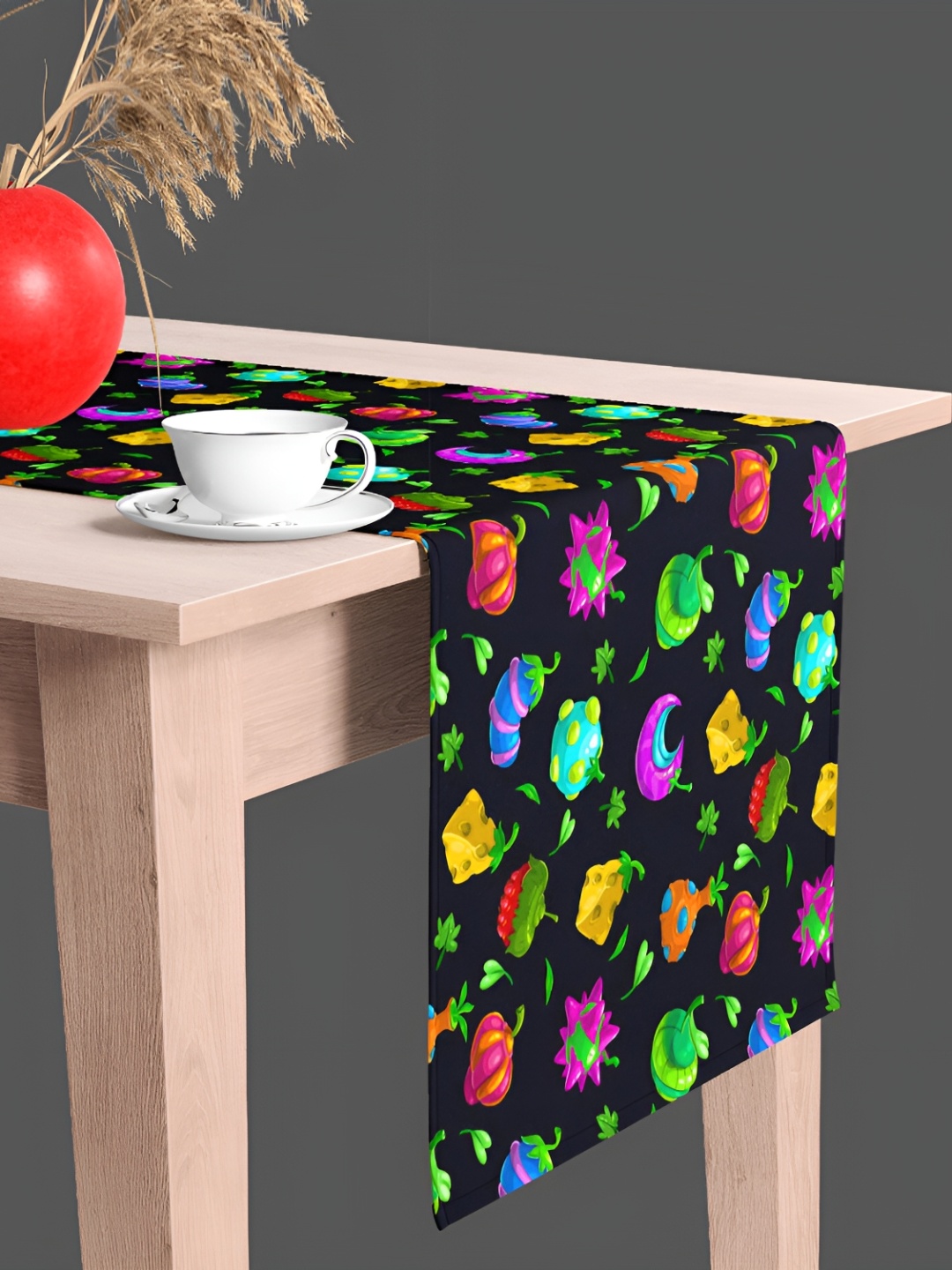 

ArtzFolio Black & Green Digital Printed Velvet Table Runner