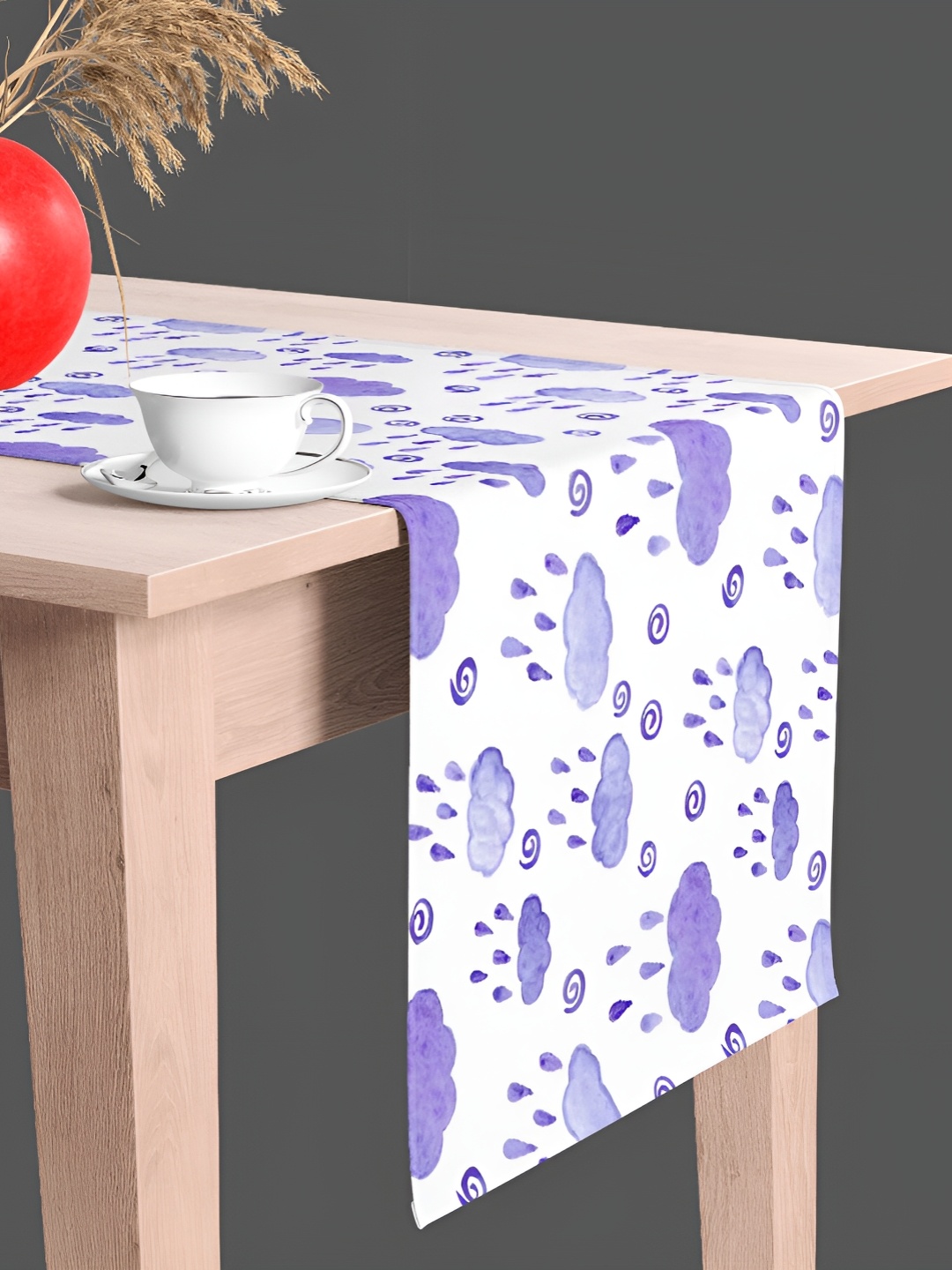 

ArtzFolio White & Purple Abstract Printed Velvet Table Runner