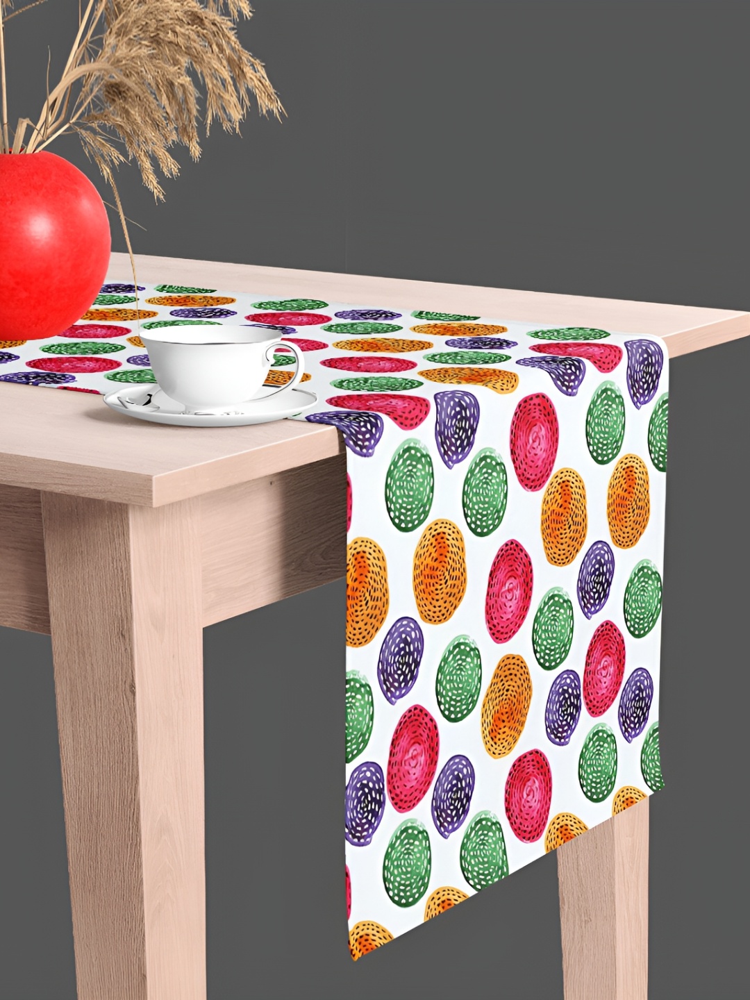 

ArtzFolio White & Navy Blue Geometric Printed Table Runner