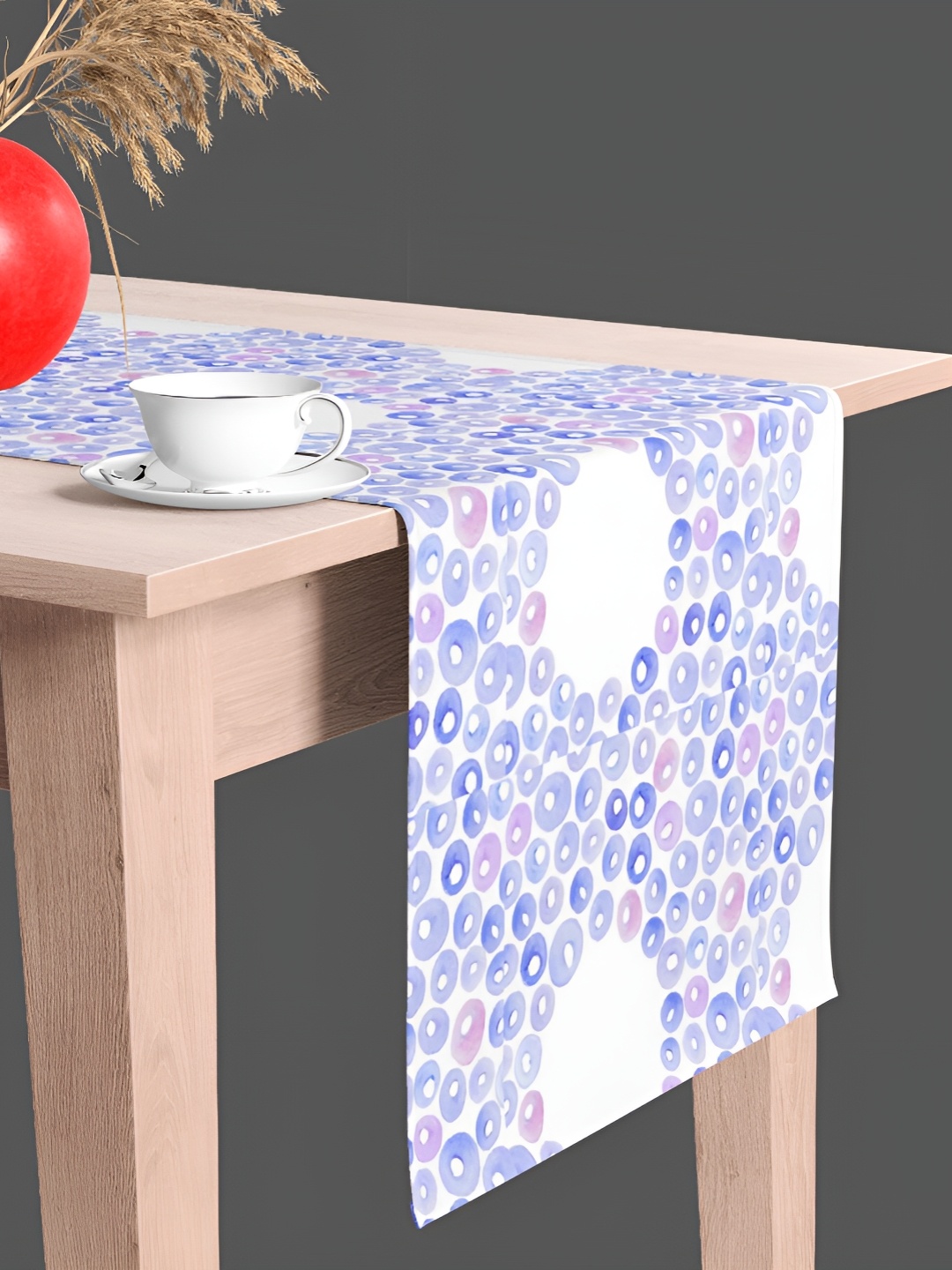 

ArtzFolio White & Blue Quirky Printed Table Runner