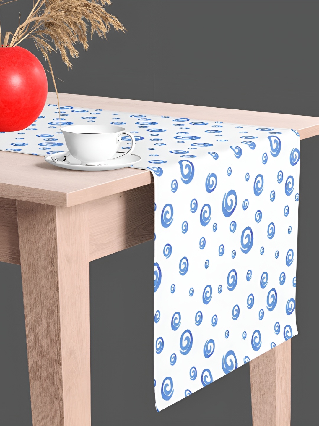 

ArtzFolio White & Blue Velvet Dining Center Table Runner